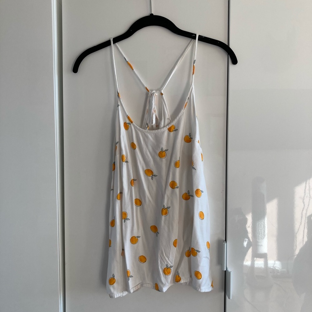 A NEW DAY loose tank blouse with orange pattern